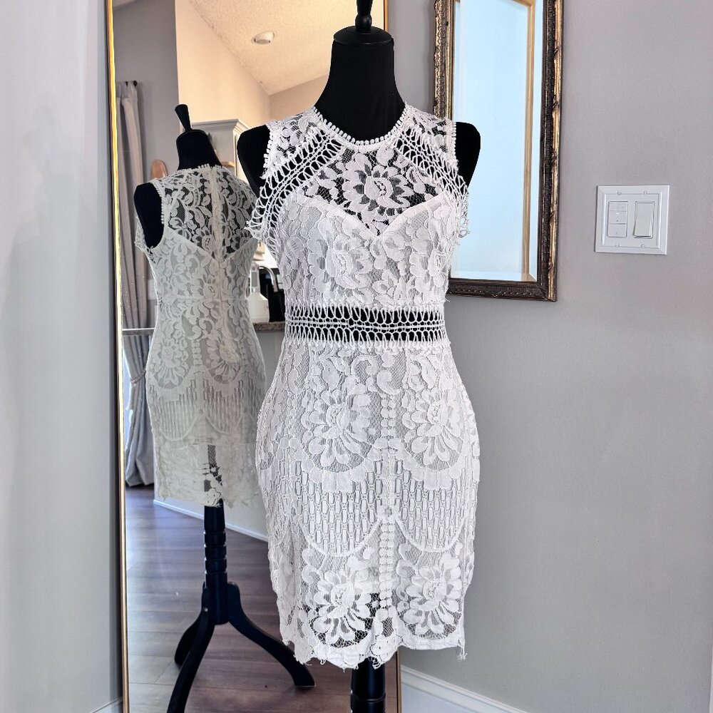 White Lace Mini Dress